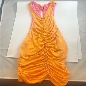 Pilcro Ruched Reversible Tank Top Size Small Orange/Pink Anthropologie Shirt